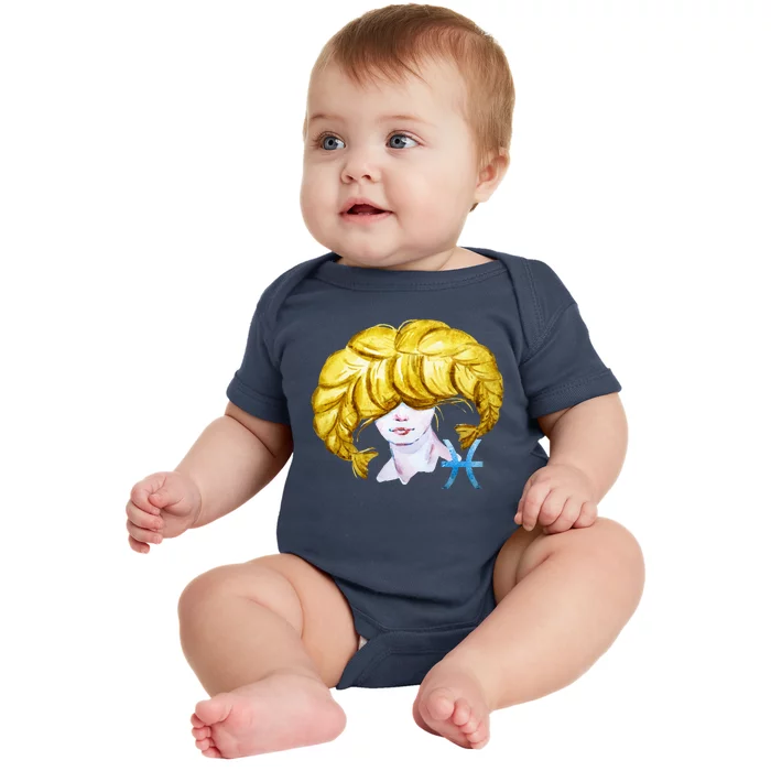 Pisces Zodiac Sign Watercolor Illustration Baby Bodysuit