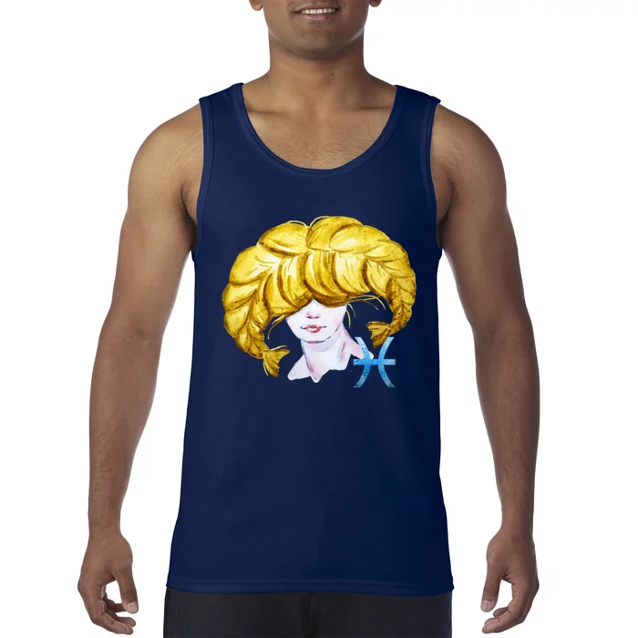 Pisces Zodiac Sign Watercolor Illustration Tank Top