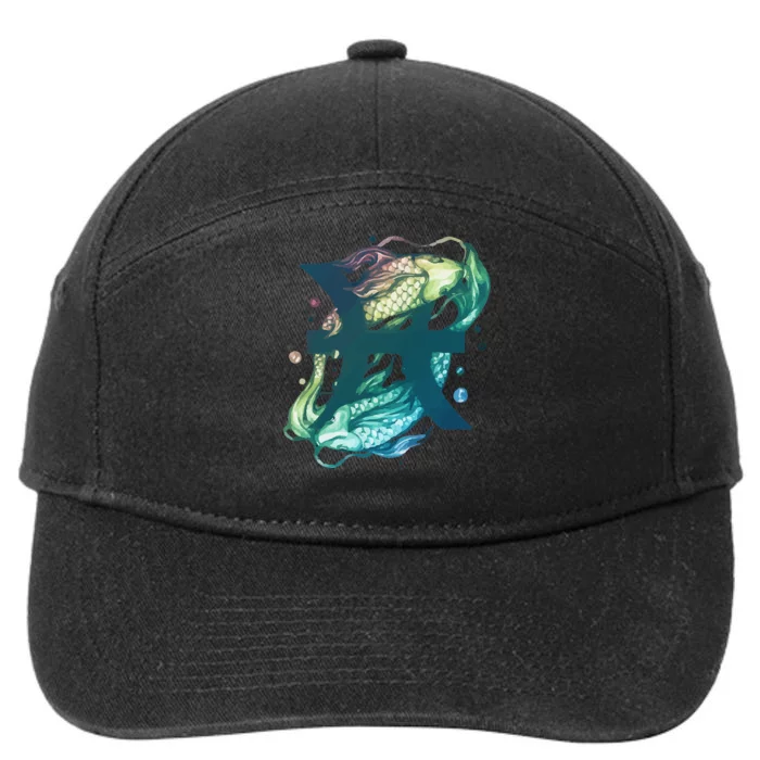 Pisces Zodiac Watercolor 7-Panel Snapback Hat