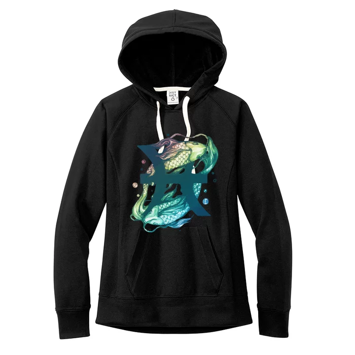 Pisces Zodiac Watercolor Women's Fleece Hoodie