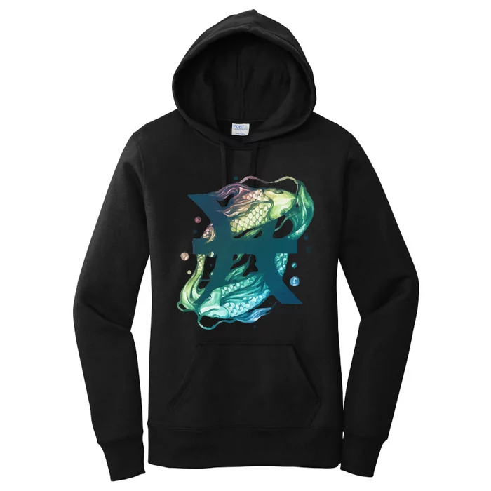 Pisces Zodiac Watercolor Women's Pullover Hoodie