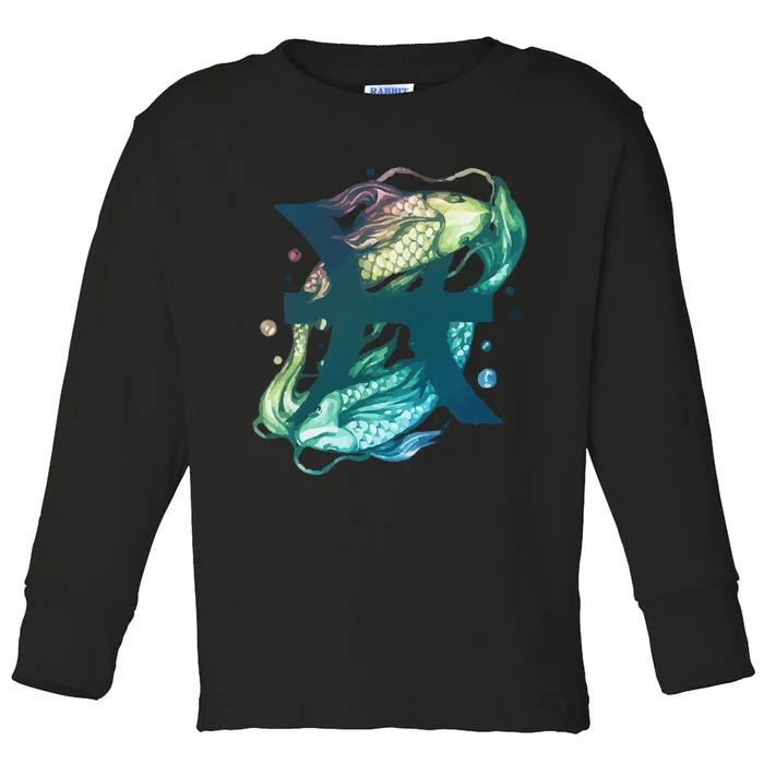 Pisces Zodiac Watercolor Toddler Long Sleeve Shirt