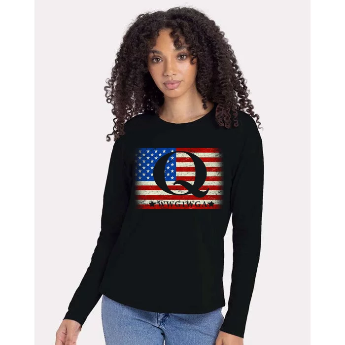 Q-anon  WWG1WGA Where We Go One We Go All Womens Cotton Relaxed Long Sleeve T-Shirt