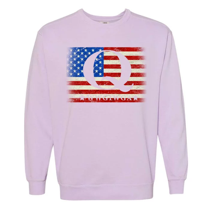 Q-anon  WWG1WGA Where We Go One We Go All Garment-Dyed Sweatshirt