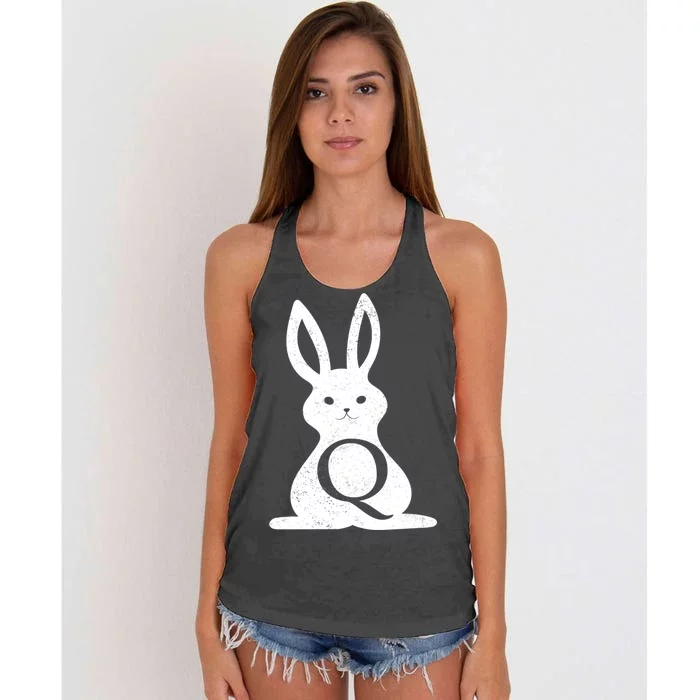 Q Anon Bunny Qanon Women's Knotted Racerback Tank