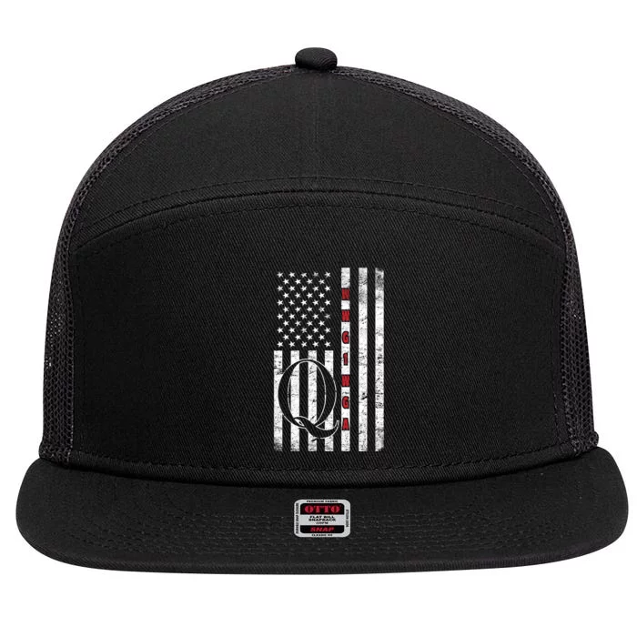 Q-anon Flag Where We Go One We Go All WWG1WGA 7 Panel Mesh Trucker Snapback Hat