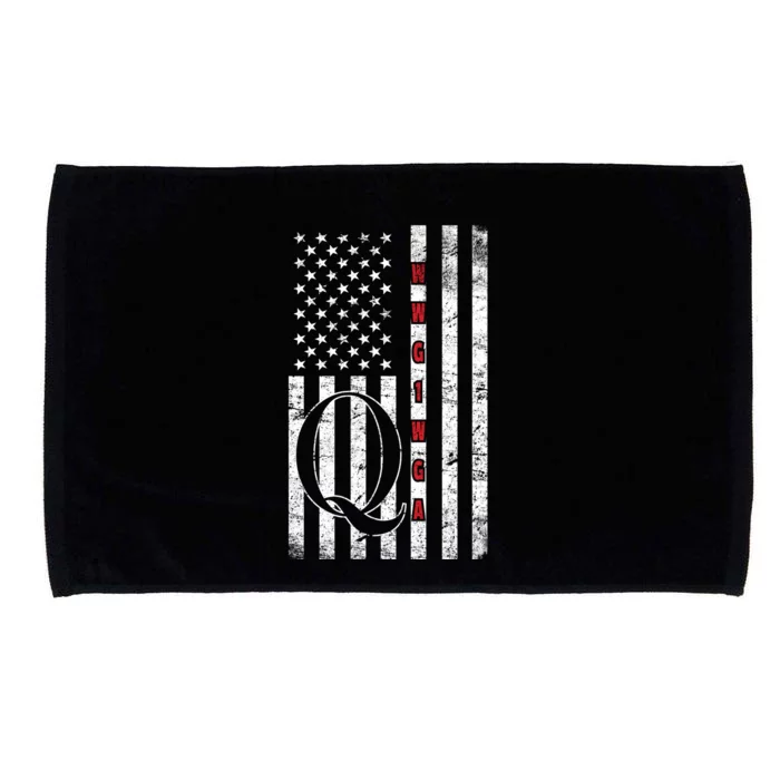 Q-anon Flag Where We Go One We Go All WWG1WGA Microfiber Hand Towel