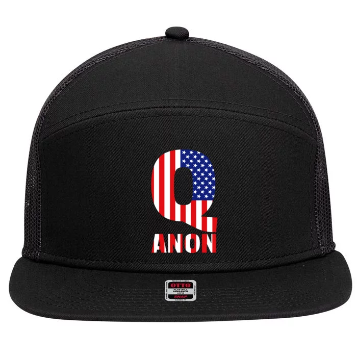 Q Anon Patriotic USA Flag 7 Panel Mesh Trucker Snapback Hat