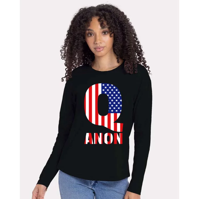 Q Anon Patriotic USA Flag Womens Cotton Relaxed Long Sleeve T-Shirt