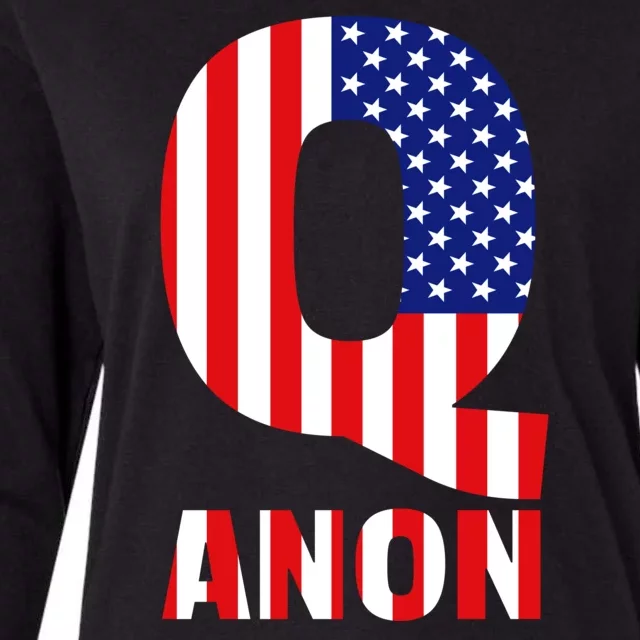 Q Anon Patriotic USA Flag Womens Cotton Relaxed Long Sleeve T-Shirt