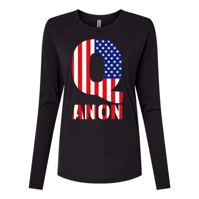 Q Anon Patriotic USA Flag Womens Cotton Relaxed Long Sleeve T-Shirt