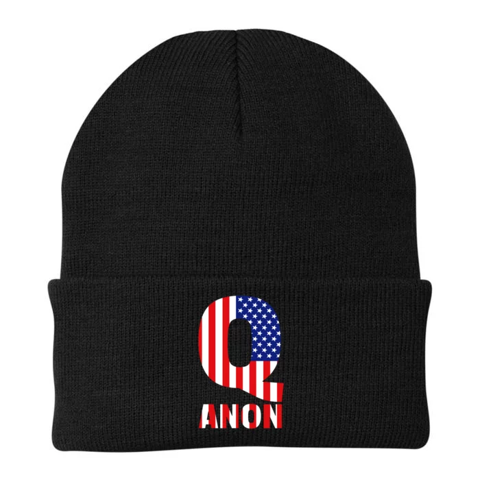 Q Anon Patriotic USA Flag Knit Cap Winter Beanie