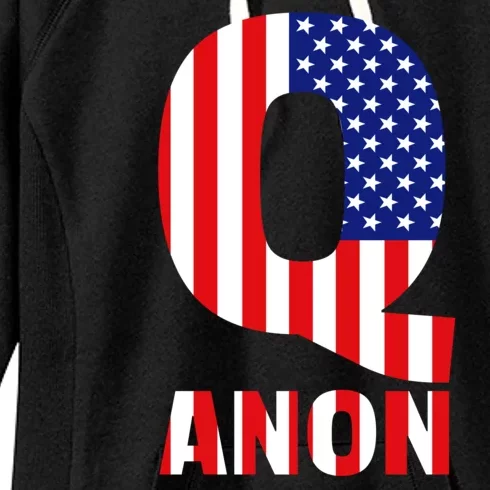 Q Anon Patriotic USA Flag Women's Fleece Hoodie