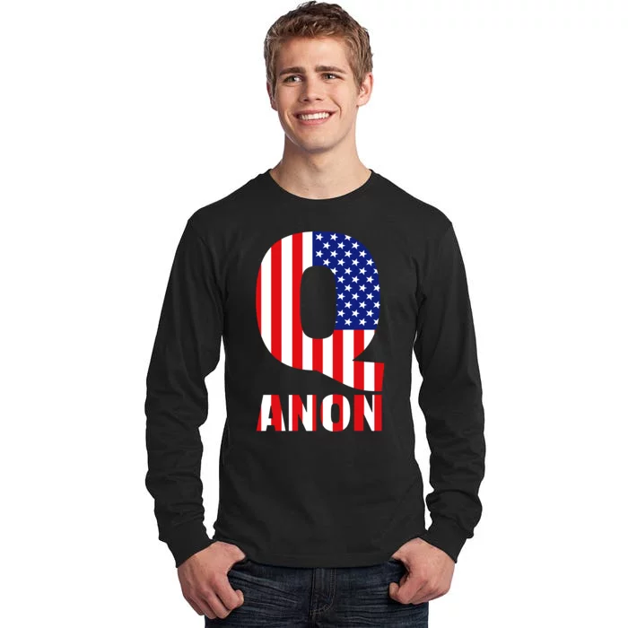 Q Anon Patriotic USA Flag Tall Long Sleeve T-Shirt