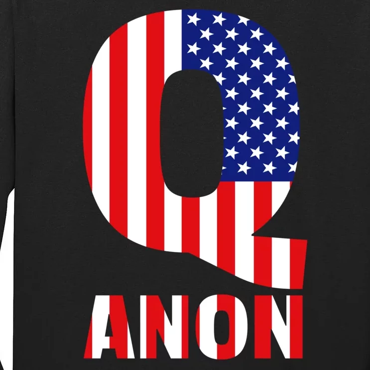 Q Anon Patriotic USA Flag Tall Long Sleeve T-Shirt