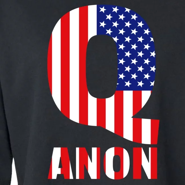 Q Anon Patriotic USA Flag Cropped Pullover Crew