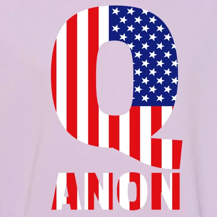 Q Anon Patriotic USA Flag Garment-Dyed Sweatshirt