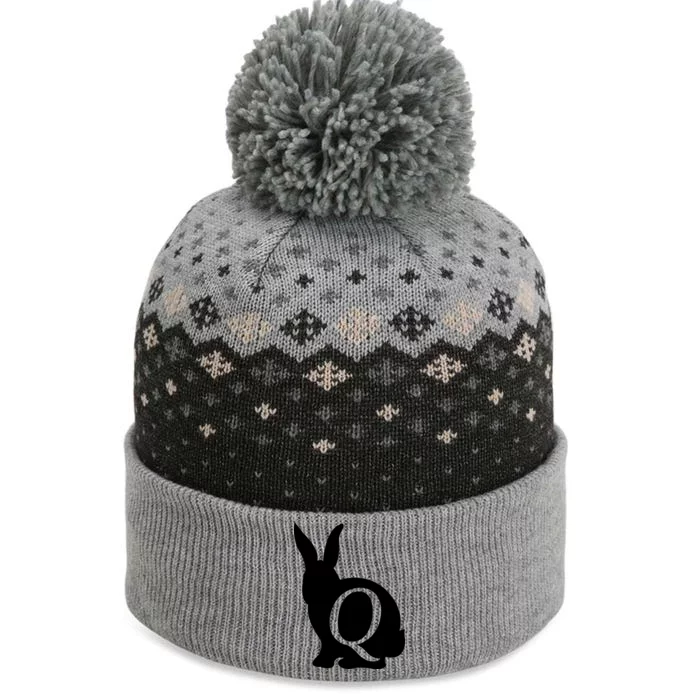 Q-anon Rabbit Logo The Baniff Cuffed Pom Beanie