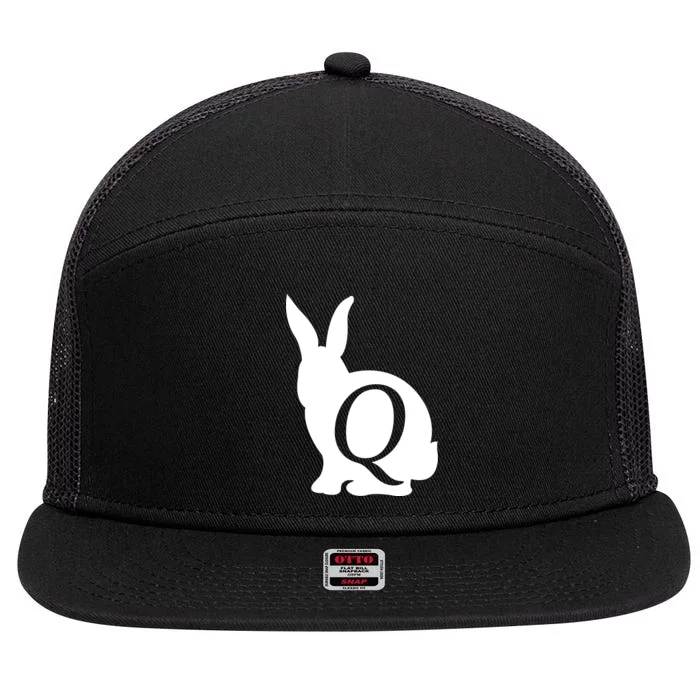 Q-anon Rabbit Logo 7 Panel Mesh Trucker Snapback Hat