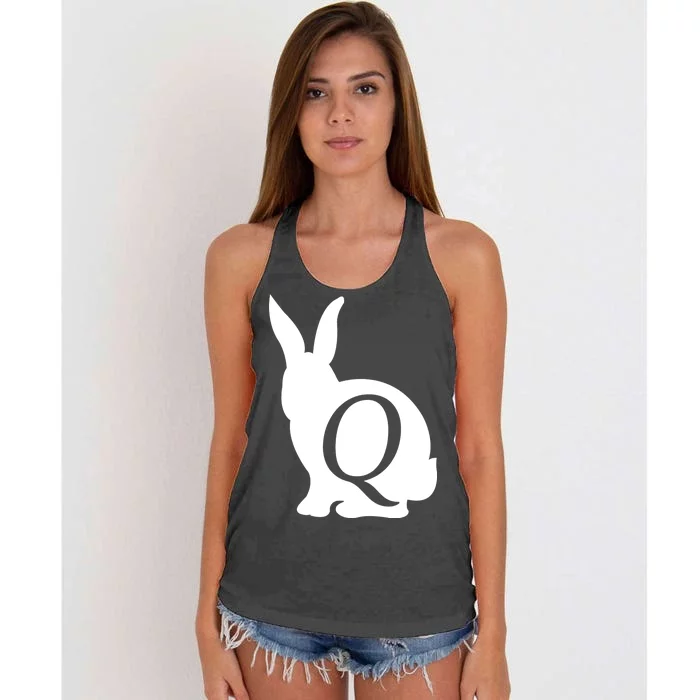 Q-anon Rabbit Logo Women's Knotted Racerback Tank