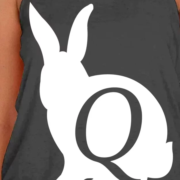 Q-anon Rabbit Logo Women's Knotted Racerback Tank