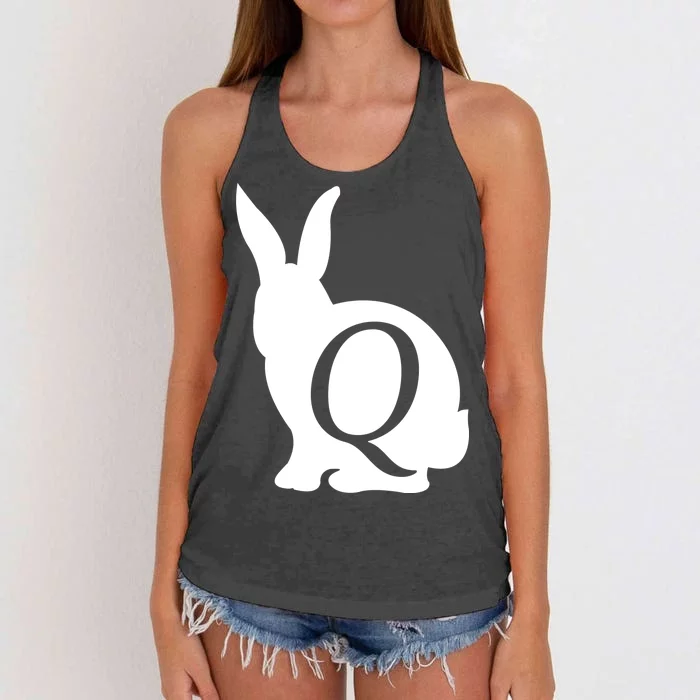 Q-anon Rabbit Logo Women's Knotted Racerback Tank