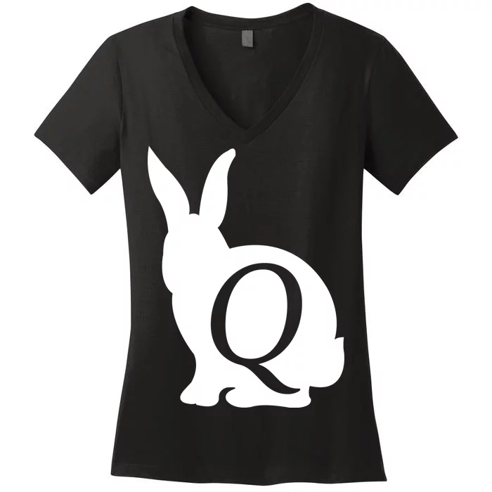 Q-anon Rabbit Logo Women's V-Neck T-Shirt