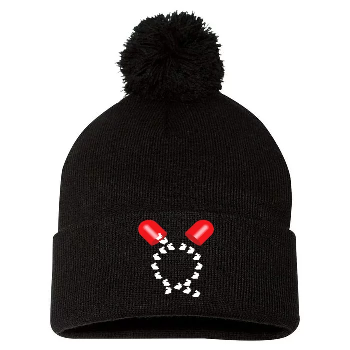 Q Anon Red Pill Qanon Pom Pom 12in Knit Beanie