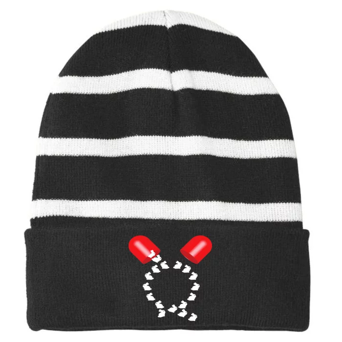 Q Anon Red Pill Qanon Striped Beanie with Solid Band