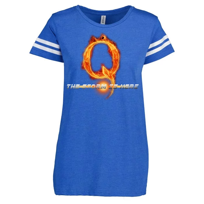 Q-Anon The Storm Is Here Enza Ladies Jersey Football T-Shirt