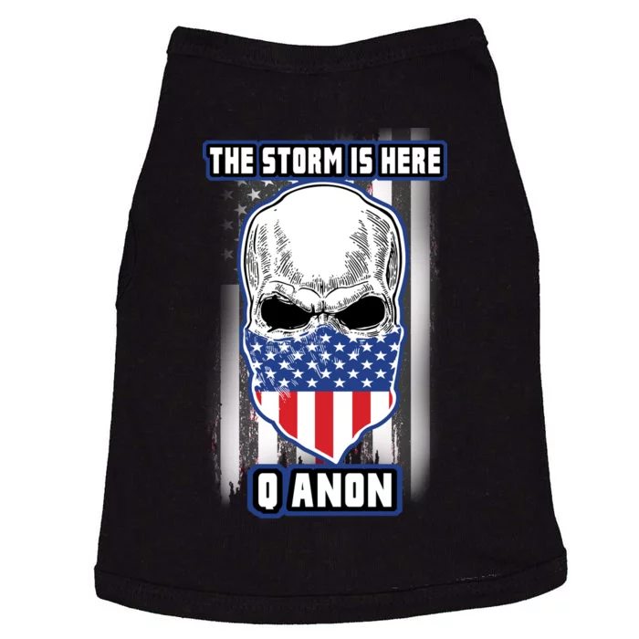 Q-Anon The Storm Is Here Skull Flag Doggie Tank