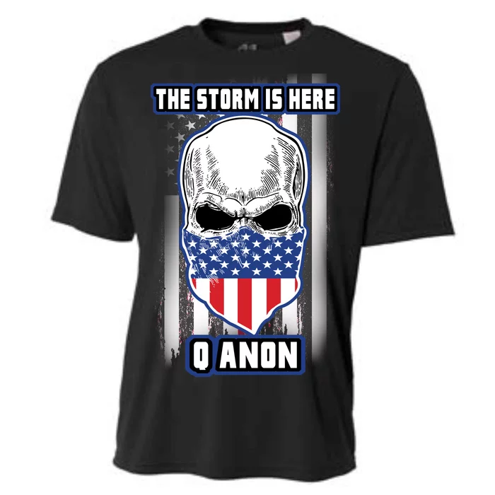 Q-Anon The Storm Is Here Skull Flag Cooling Performance Crew T-Shirt