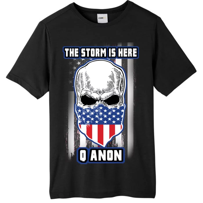 Q-Anon The Storm Is Here Skull Flag ChromaSoft Performance T-Shirt