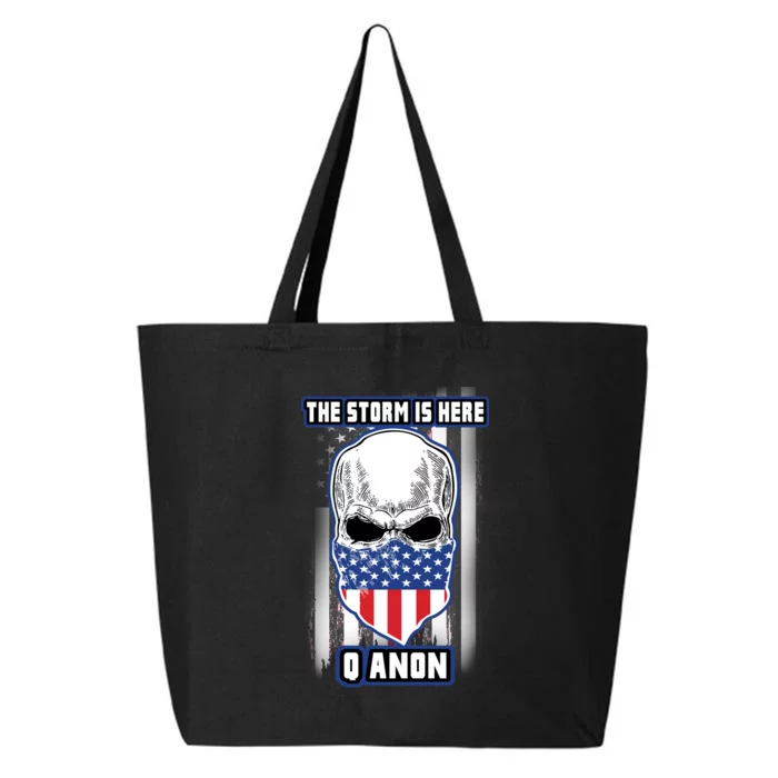 Q-Anon The Storm Is Here Skull Flag 25L Jumbo Tote