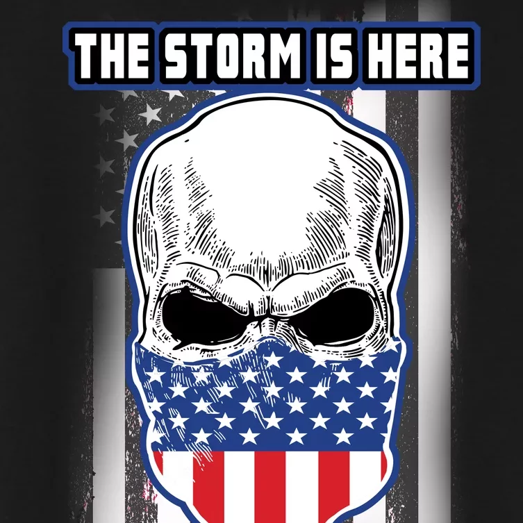 Q-Anon The Storm Is Here Skull Flag Women's Crop Top Tee