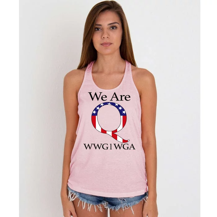 Q Anon We Are WWG1WGA Qanon Women's Knotted Racerback Tank