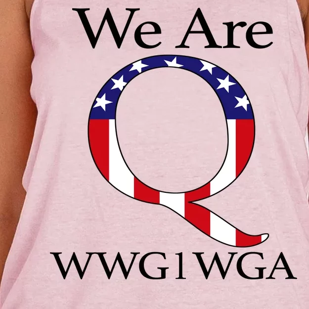 Q Anon We Are WWG1WGA Qanon Women's Knotted Racerback Tank