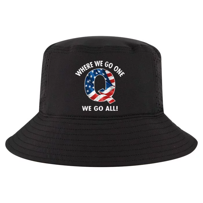 Q Anon Where We Go One We Go All Cool Comfort Performance Bucket Hat