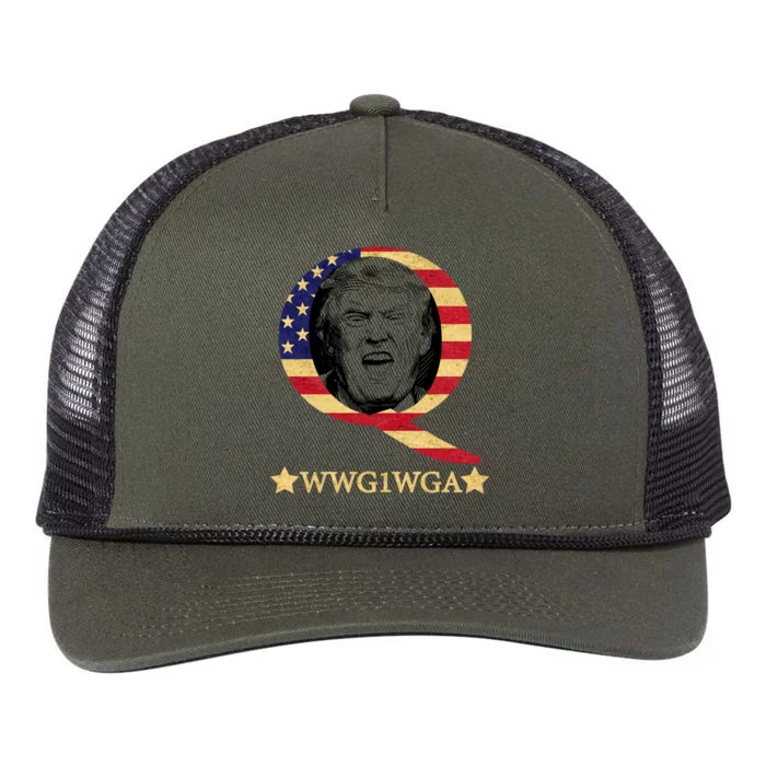 Q-Anon WWG1WGA Trump Great Awaking Retro Rope Trucker Hat Cap