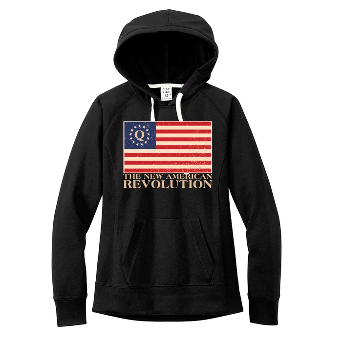 Q The New American Revolution Qanon Women's Fleece Hoodie