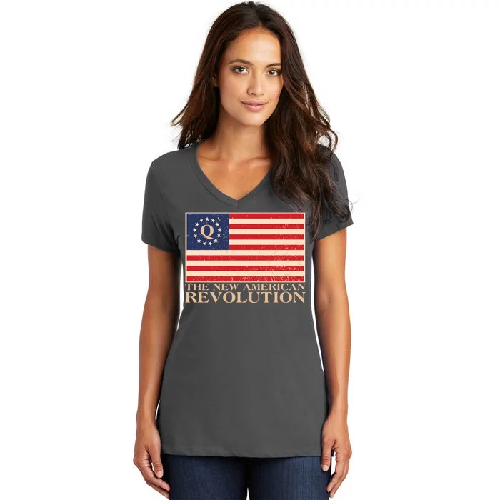 Q The New American Revolution Qanon Women's V-Neck T-Shirt