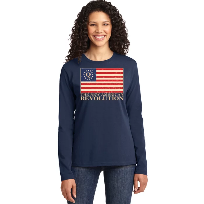 Q The New American Revolution Qanon Ladies Long Sleeve Shirt