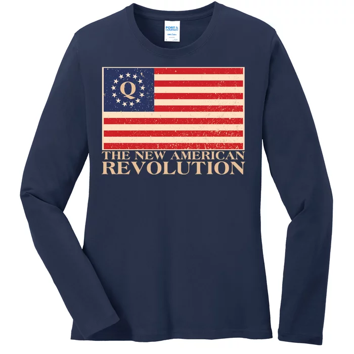 Q The New American Revolution Qanon Ladies Long Sleeve Shirt