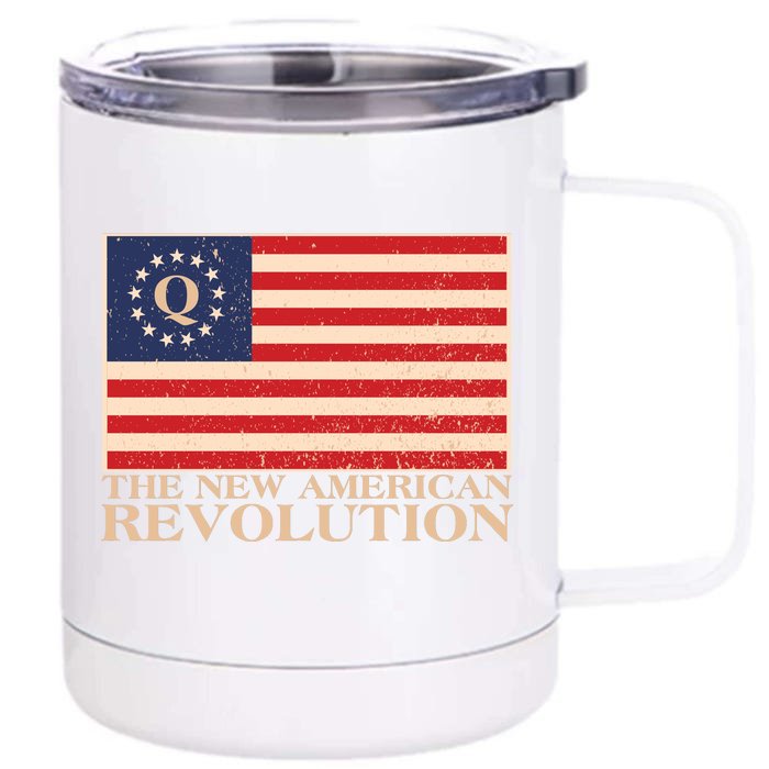 Q The New American Revolution Qanon Front & Back 12oz Stainless Steel Tumbler Cup