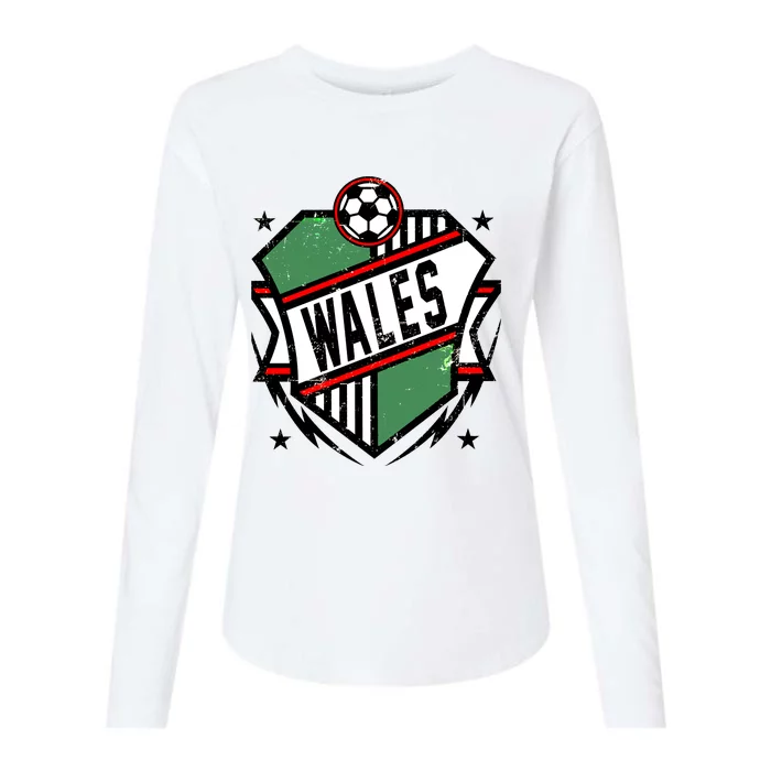 Qatar 2022 Soccer Football Cup Wales Team Support Womens Cotton Relaxed Long Sleeve T-Shirt