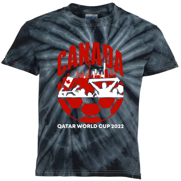 Qatar 2022 Soccer Football Cup Canada Team Support Kids Tie-Dye T-Shirt