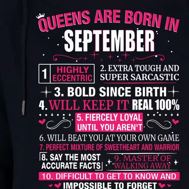 Queens Are Born In September Womens Funnel Neck Pullover Hood