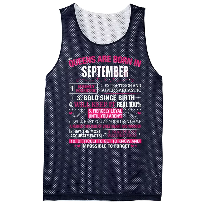 Queens Are Born In September Mesh Reversible Basketball Jersey Tank