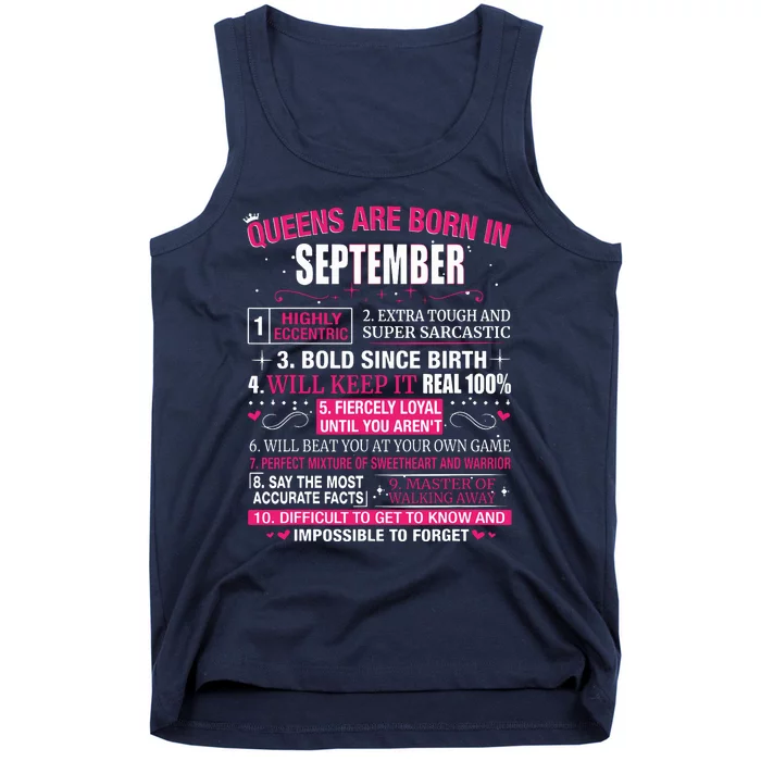 Queens Are Born In September Tank Top