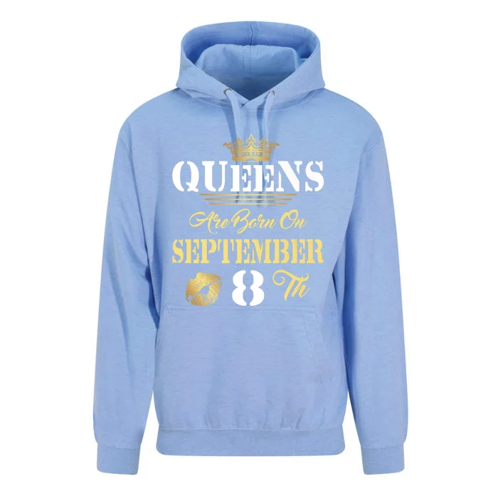 Queens Are Born On September 8th Sept Birthday Pride Meaningful Gift Unisex Surf Hoodie